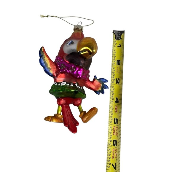 5" Hand Blown Glass Parrot Christmas Ornament - RARE - Colorful Holiday Decor - Picture 2 of 10